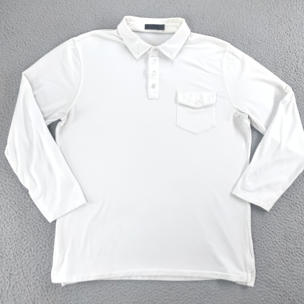 G/FORE Polo Shirt Mens XL White Long Sleeve Button Down Golf Performance